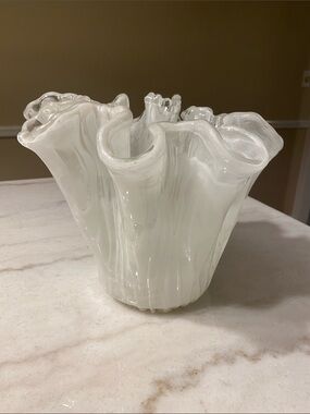 Murano White Glass Vase White Oak Model Tammaro Home